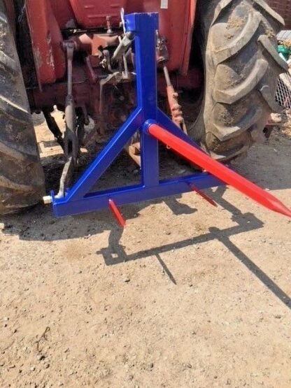 Tines Bale Spike Handler Tractor 3 Point rear Linkage Hay Mover UK Tractor 3 Point Hay Bale Spear Hay Mover can be used with Hi-Lift as a bale stacker or load onto a goose neck trailer